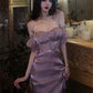 Birthday dress purple off-shoulder dress for women     S5733