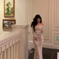 Lace sexy dress for women new style square neck long dress     S5655