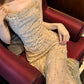 Heavy diamond suspender dress mermaid long party dress       S6159
