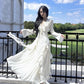 v-neck dress long sleeves ruffled dress     S6151