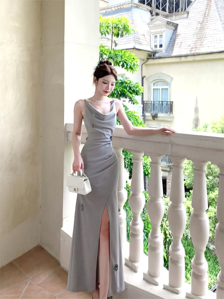 long sleeveless dress party evening dress    S6101