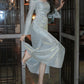 French square neck bubble long sleeve dress mermaid party dress    S6058