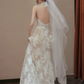 wedding dress lace followers deep v neck floor length wedding gown      S5431
