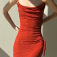 Mermaid red sparkly dress elegant long evening party dress       S5983