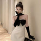 Birthday dress strapless halter neck dress    S5823