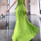 green chic suspender dress seaside holiday long dress    S6139