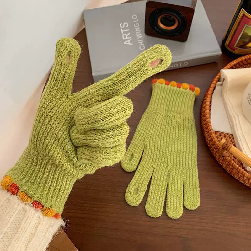 Women's knitted gloves for students winter new style two fingers exposed       S6206