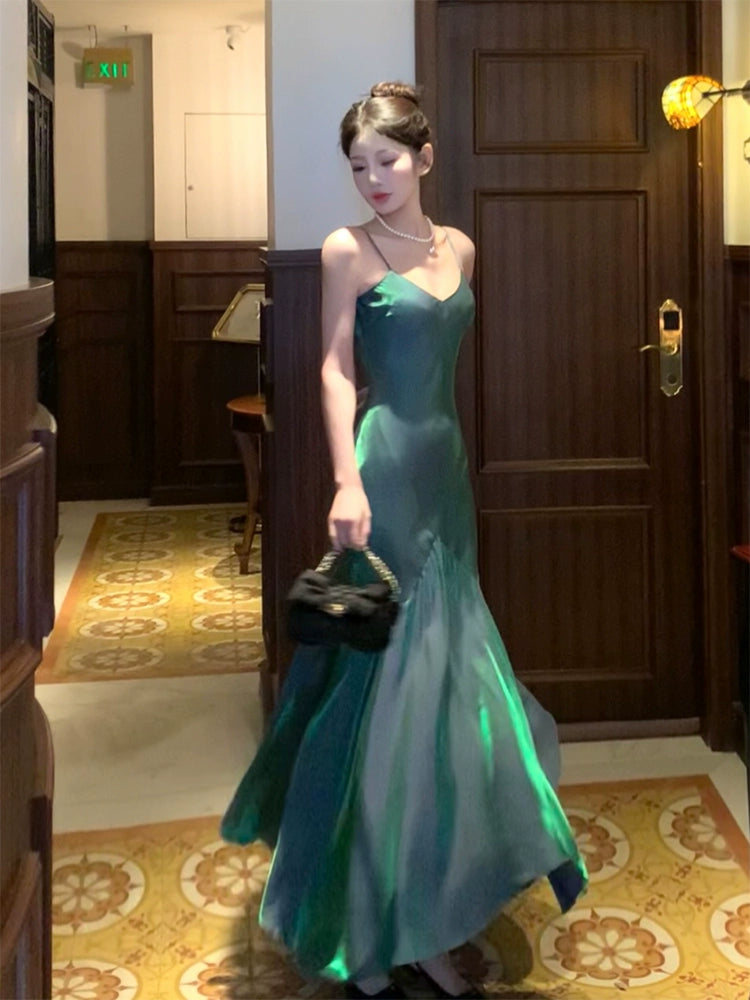 Long simple party dress mermaid evening dress    S6050