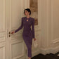 Purple cheongsam dress for women new style party dress     S5620