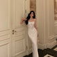 White suspender dress new sexy dress long party dress     S5662