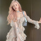Ruffled off-shoulder chiffon dress irregular long party dress with train   S5911