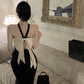 Black halter neck dress for women banquet party dress      S5879