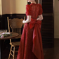 Sparkling Burgundy Evening Dress Puff Sleeve Princess Dresses      S5433