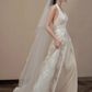 wedding dress lace followers deep v neck floor length wedding gown      S5431