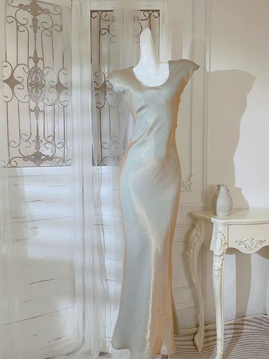 Long simple party dress V-neck mermaid dress   S6051