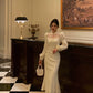 New Chinese cheongsam dress new gentle lantern sleeve party dress     S5695