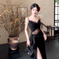 Black retro lace dress summer party dress    S6052