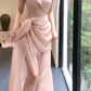 retro lace pink dress long party evening dress     S6094