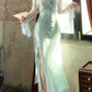 Ruffled Long evening Dress Women's Silk Cardigan Jacket    S6056