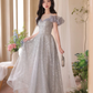 Sparkly Sequin Prom Party Dresses For Graduation Off Shoulder Long Floor Length Women Dresses       S5439
