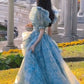 princess party dress long floral dress    S5748