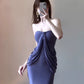 Purple sexy strapless dress for women long mermaid party dress      S5870