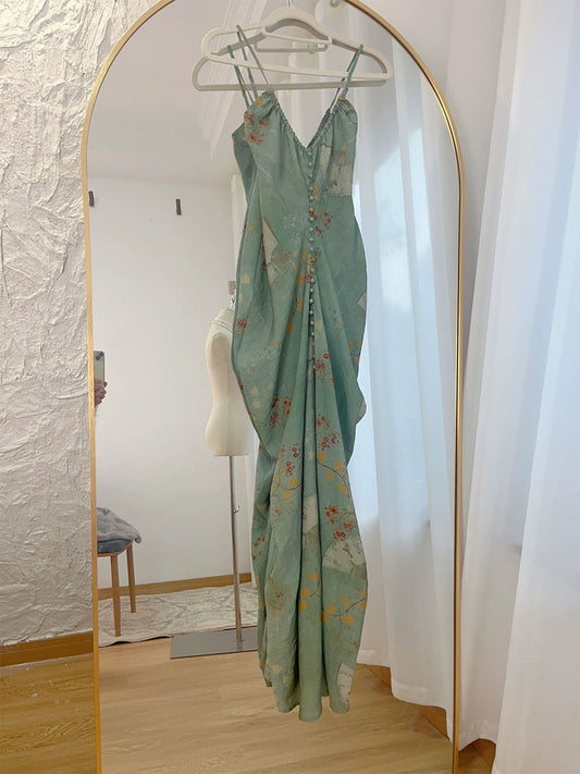 retro new backless long party dress         S6029