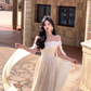Ivory Satin Long Prom Dresses Evening Party Dresses         S5443