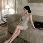 Birthday party dress luxury sequin suspender dress    S5824
