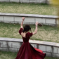 Women's Burgundy Evening Party Dress, Summer Elegant Romantic Prom A-line Graduation Dresses          S5444