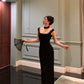 Elegant black cheongsam dress for women new style party dress     S5706