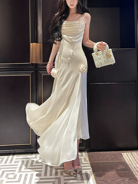 Satin pleated dress mermaid long party dress evening dress       S6205