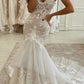 Charming Mermaid Lace Vintage Fashion Modest Wedding Dresses      S1094