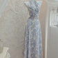 Halter neck printed floral dress long evening party dress     S5985