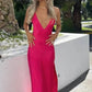 Sexy A line V neckline Sleeveless Party Dress Hot Pink Prom Dress        S6115