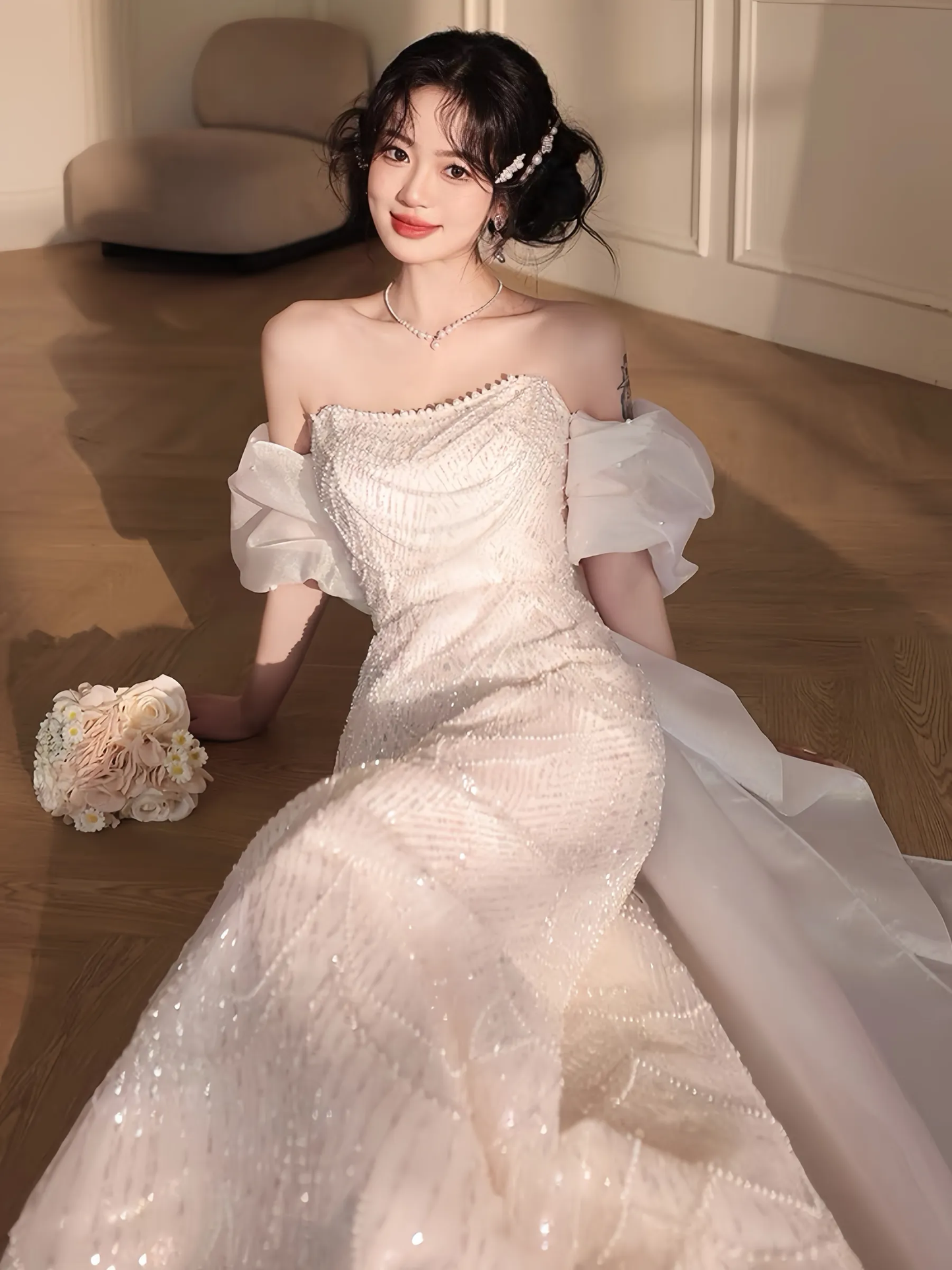 Off Shoulder Dress For Women Party Elegant Fashion Wedding Dress      S5430