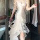 ruffled evening dress design party dress   S6136