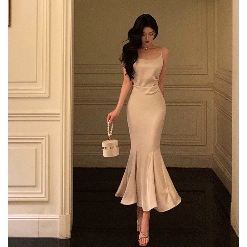 Mermaid suspender dress new style sleeveless party dress     S5596