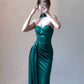Birthday dress evening dress luxury satin strapless halter neck dress     S5844