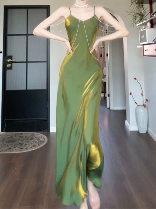 Green long prom dress birthday party dress    S5935