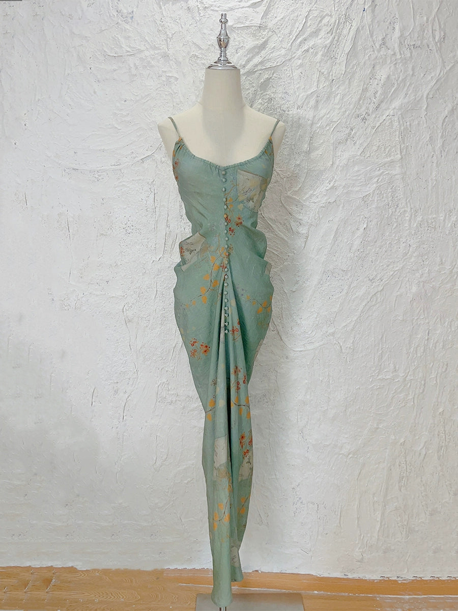 retro new backless long party dress         S6029