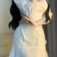 French retro puff sleeve embroidered lace dress      S5762
