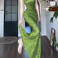 banquet evening dress Christmas outfit sequin green mermaid dress       S5772
