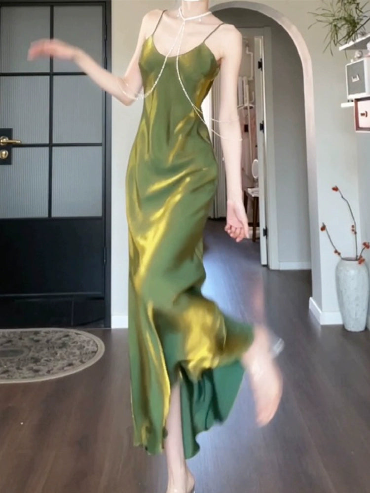 Green long prom dress birthday party dress    S5935