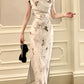 cheongsam new velvet new style printed dress evening gown       S5981