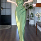 Green evening dress green birthday dress    S5933