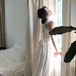 Women Sleeveless White Party Dress Elegant Prom Dress        S5418