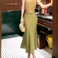 Retro Jacquard Suspender Top Satin Dress long party dress evening dress       S6201
