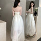 Mesh top dress for women long princess puffy dress      S5778