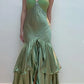 Green Halter Backless Beading Long Prom Dresses         S6073